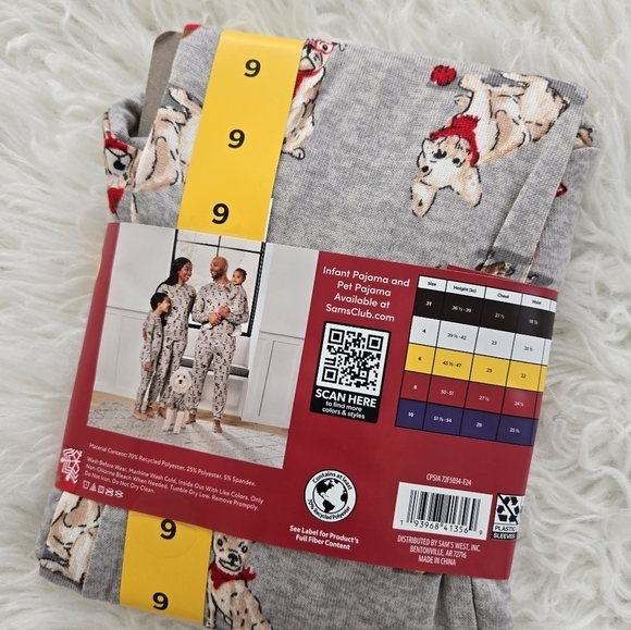 Member's Mark Christmas Kids 2-Piece Pajama Set. Unisex. Grey Dogs Print… - Picture 6 of 7